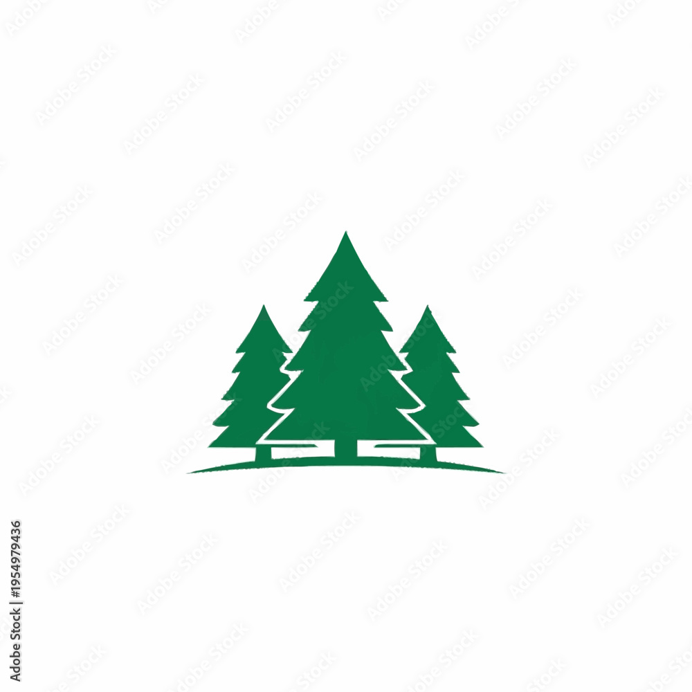 Obraz premium Stylized Green Pine Trees Forest Icon.