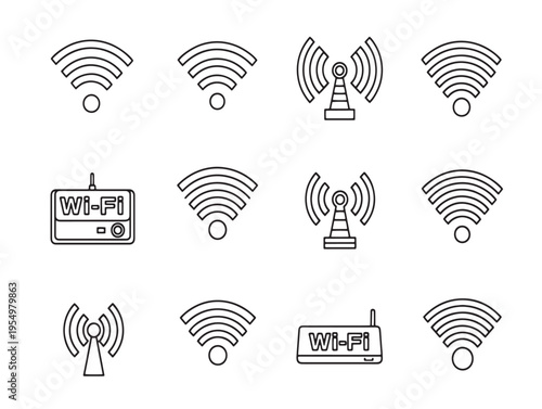 A collection of various wireless and radio communication symbols