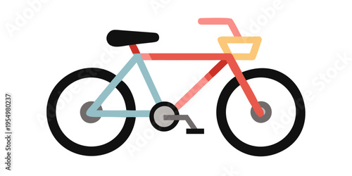 Bicycle illustration in a modern style with vibrant colors on a white background