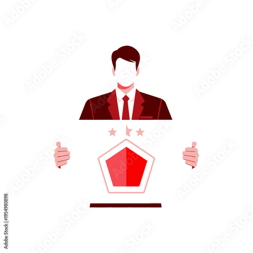 Business Approval Vector Illustration Man Thumbs Up Award Recognition Success Graphic Design Stock Image Premium Quality