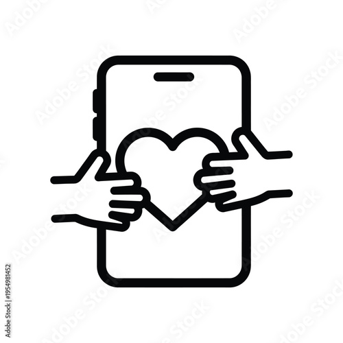 Mobile Love Icon Sharing Connection