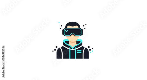 Person wearing ski goggles and jacket.