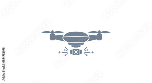 Drone with camera flying through air.