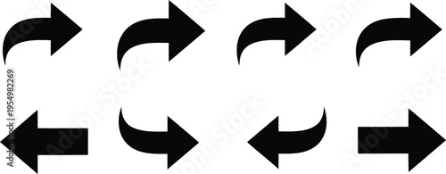 Collection of black arrow icons pointing in various directions