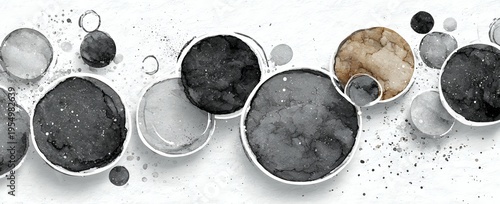 Delicate. abstract white background with gray circles and swirls for design, print, or banner template concept.