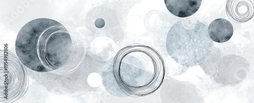 Delicate. abstract white background with gray circles and swirls for design, print, or banner template concept.