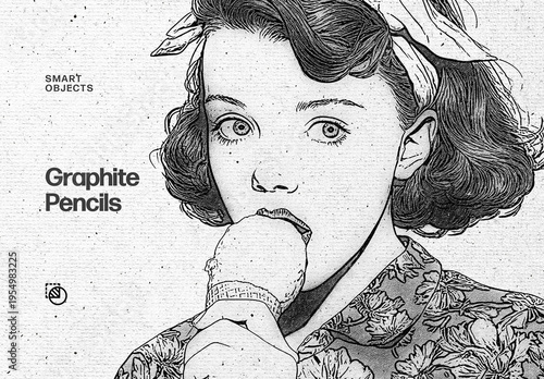 Graphite Pencil Photo Effect Mockup