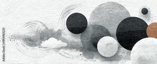 Delicate. abstract white background with gray circles and swirls for design, print, or banner template concept.