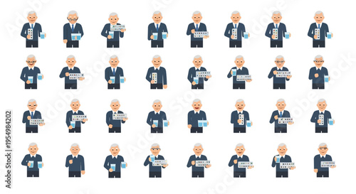 Collection of various cartoon businessmen poses.