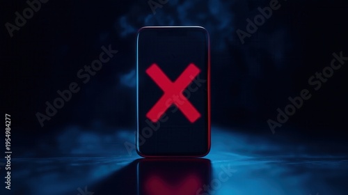 Smartphone blocking spam call with red X on screen for mobile security, privacy
