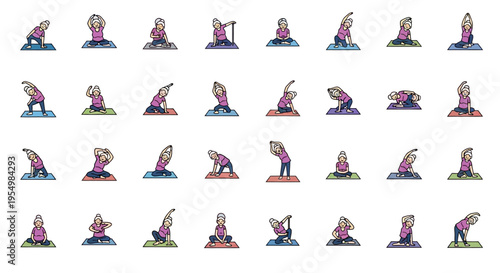 Yoga poses for flexibility and balance.
