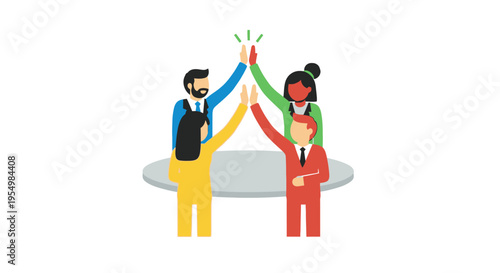 People celebrating with high fives.