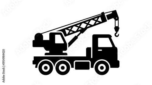 Black silhouette of a truck crane.