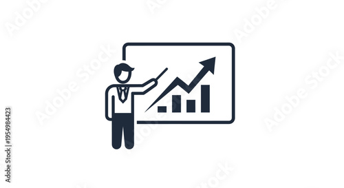 Businessman presenting data on a graph.