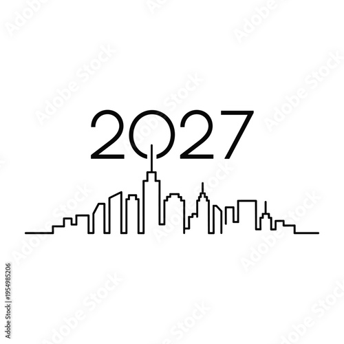 Abstract business logo with heart and city elements vector illustration