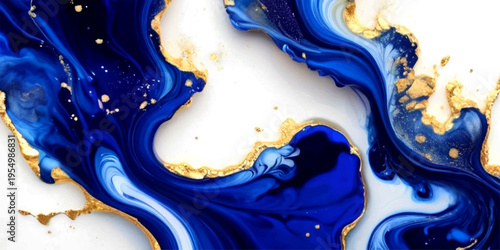 Vector Abstract flowing paint marble texture vibrant blue and gold fluid art elegant modern design and creative artistic marble pattern dynamic swirl luxury decorative.