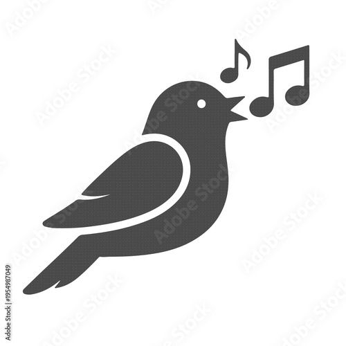 Bird Singing Icon Nature Animal Wildlife Music Sound and Environment Symbol