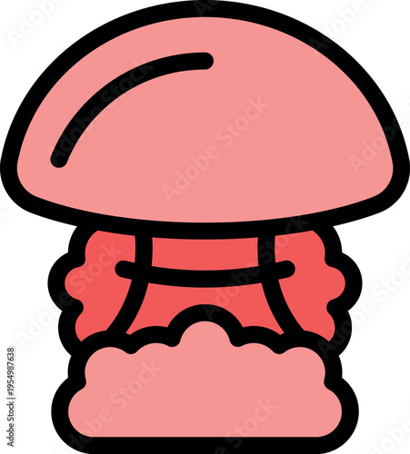 Colorful illustration of a pink jellyfish with tentacles, representing marine wildlife and ocean ecosystems