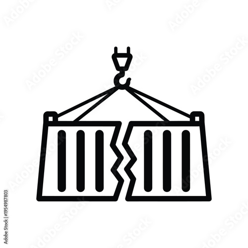 Broken Container Logistics Crisis Icon