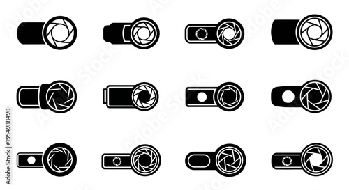 Collection of camera lens icons.