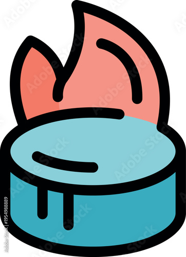 Hockey puck is catching fire, symbolizing intense competition and heated rivalry on the ice