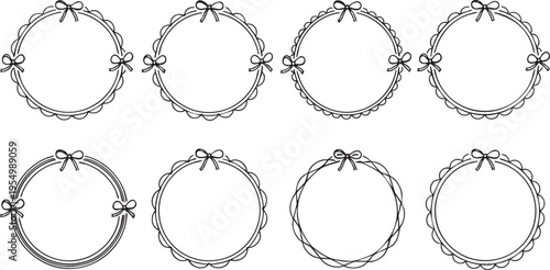 black circular lace frame set with bows and ribbons for decoration