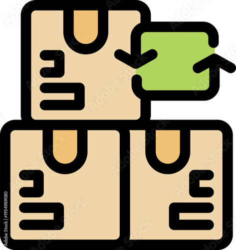 Stacked cardboard boxes with shipping label represent order fulfillment and delivery process