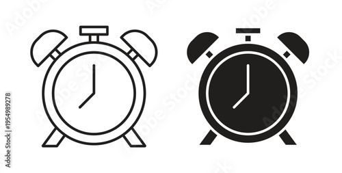 Alarm clock icon vector design elements. icon in flat and line style.