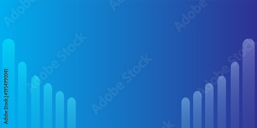 Professional abstract background featuring rounded vertical bars in a cyan to blue gradient on each side of a smooth blue backdrop.