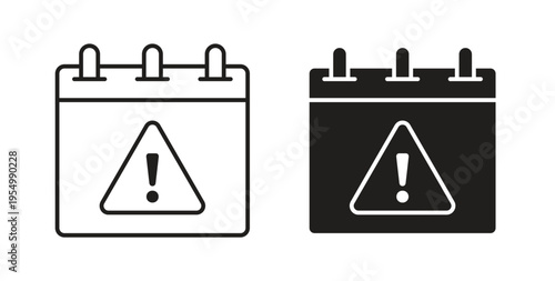 Calendar exclamation icon vector design elements. icon in flat and line style.