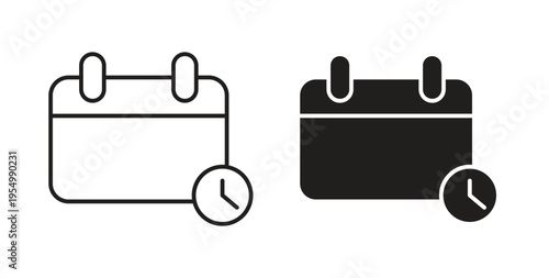 Calendar clock icon vector design elements. icon in flat and line style.