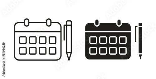 Calendar pen icon vector design elements. icon in flat and line style.