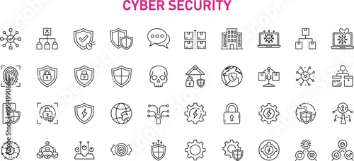 Cyber security icons, digital protection graphics, data privacy illustration, secure communication design, malware defense symbols, network safety concepts, modern information security tools