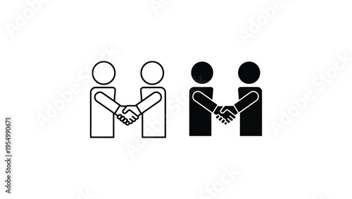 Handshake between two individuals illustrated in contrasting styles