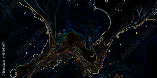 Abstract art flows iridescent color and deep space swirl and dynamic form create depth and evoke emotion and visual texture and celestial dance