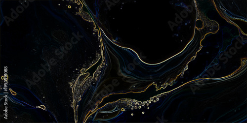 Vector Abstract flowing fluid lines with golden hues.