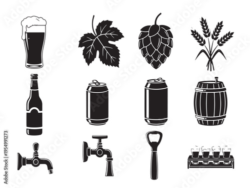 A collection of beer and brewery related icons