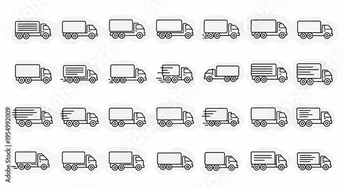 Vehicles are illustrated in various positions and styles side view.