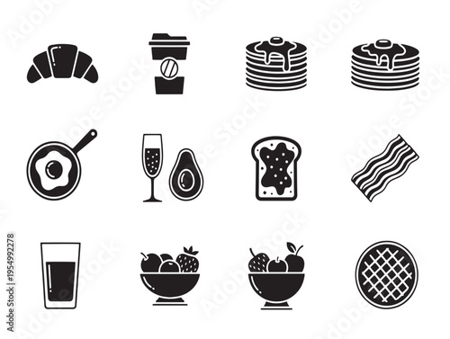 A collection of food and drink icons
