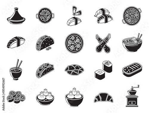 A collection of various sushi types and japanese food