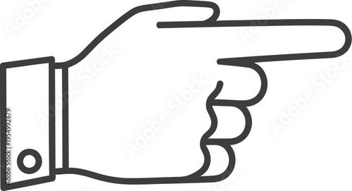 Business hand icon points directly toward the right side of the frame on a white background for navigation.