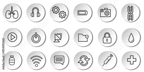 User interface icon set. Basic UI and UX solid icons design. Pack of vector symbol illustration collection