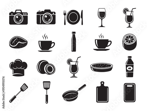 A collection of restaurant and food service icons