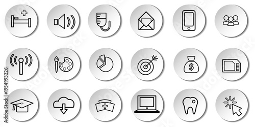 User interface icon set. Basic UI and UX solid icons design. Pack of vector symbol illustration collection