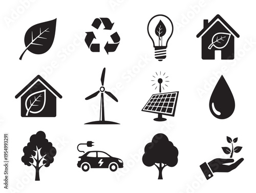 Eco friendly icons for sustainable living and environment
