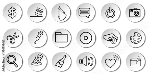 User interface icon set. Basic UI and UX solid icons design. Pack of vector symbol illustration collection