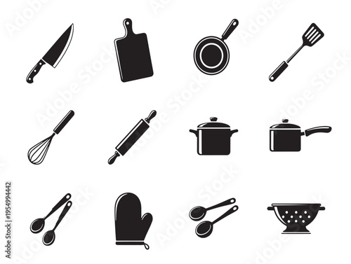 Black kitchen utensils and tools