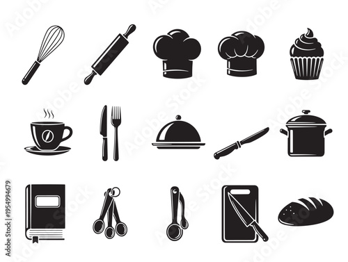 Kitchen utensils and equipment icons