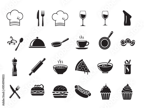 A collection of food and drink icons