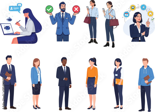 Business people and robots in various scenarios technology innovation